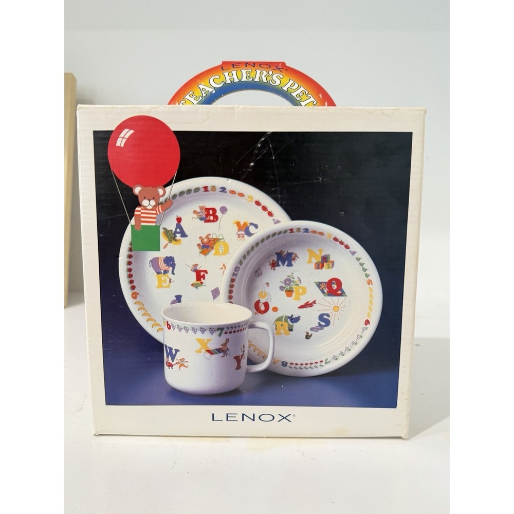 Vintage Lenox Teachers Pet 3 Piece Childrens China Dish Set Plate Bowl Mug NEW